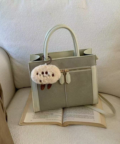 Women Brown Zippered Patchwork Faux Leather Tote Handbag