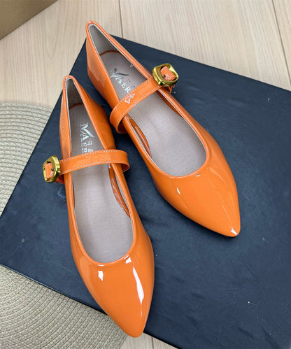 Women Buckle Strap Splicing Flat Shoes Green Faux Leather