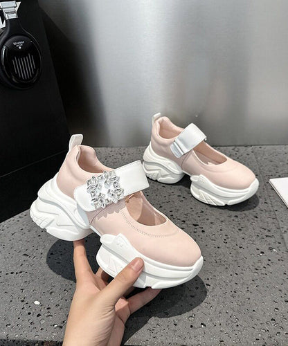 Women Buckle Strap Splicing Silver Platform Black Cowhide Leather