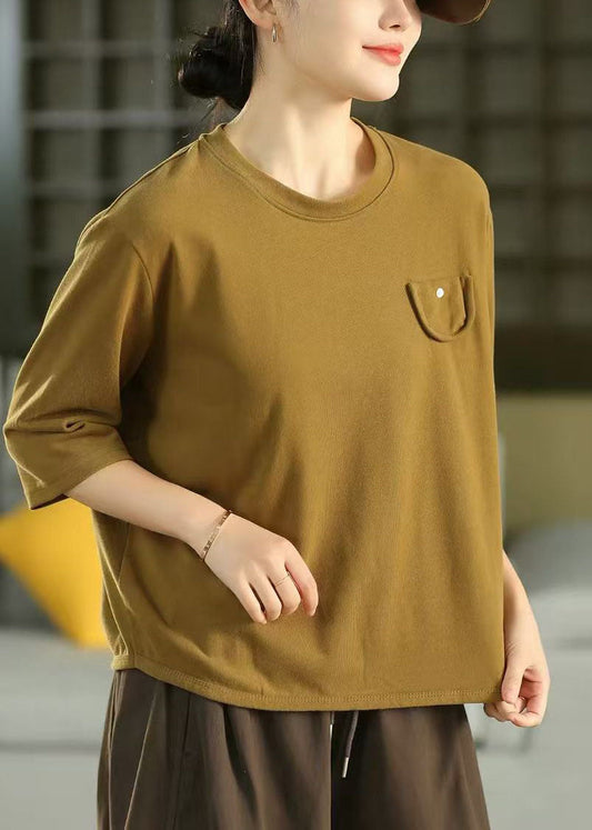 Women Coffee Oversized Cotton Shirts Half Sleeve