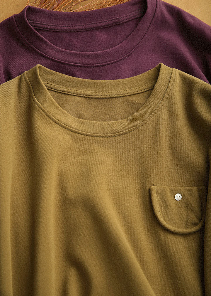 Women Coffee Oversized Cotton Shirts Half Sleeve