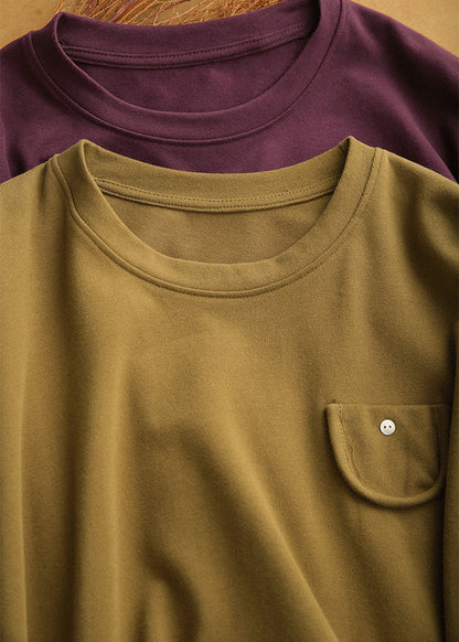 Women Coffee Oversized Cotton Shirts Half Sleeve