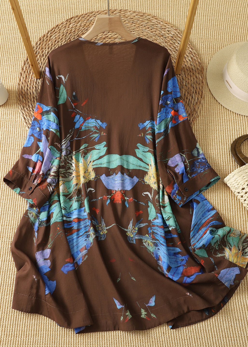 Women Coffee V Neck Print Cotton T Shirt Tops Summer