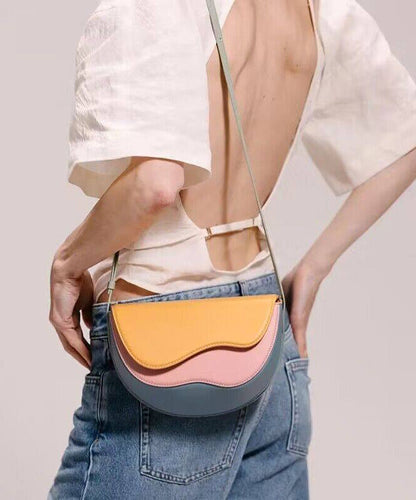 Women Colorblock Asymmetrical Faux Leather Micro Bag