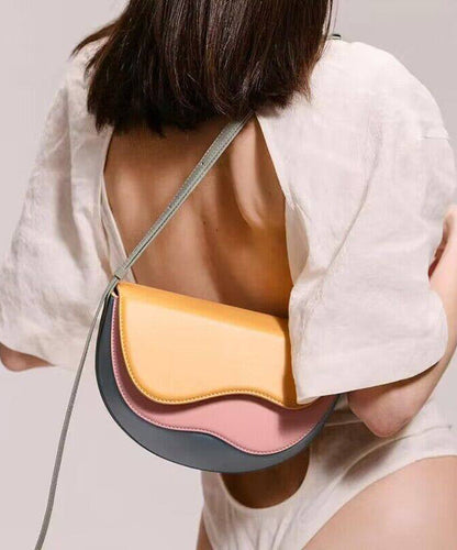 Women Colorblock Asymmetrical Faux Leather Micro Bag