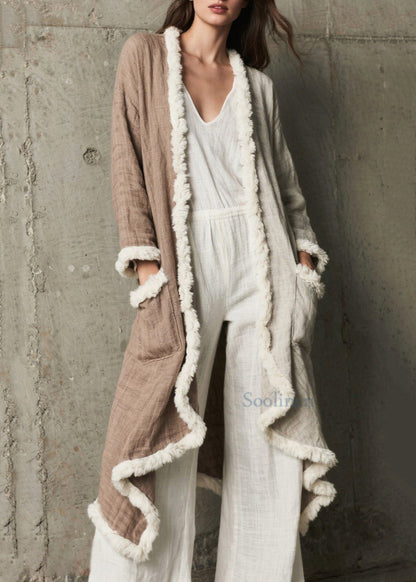 Women Colorblock Asymmetrical Patchwork Pcokets Cardigan Spring