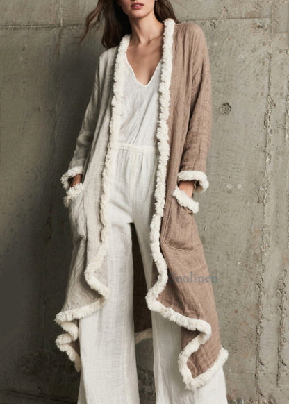 Women Colorblock Asymmetrical Patchwork Pcokets Cardigan Spring