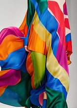 Load image into Gallery viewer, Women Colorblock Asymmetrical Patchwork Silk Maxi Dresses Long Sleeve