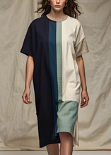 Load image into Gallery viewer, Women Colorblock O Neck Patchwork Cotton Dress Summer