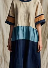 Load image into Gallery viewer, Women Colorblock O Neck Patchwork Cotton Dresses Summer