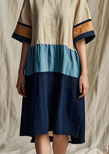 Load image into Gallery viewer, Women Colorblock O Neck Patchwork Cotton Dresses Summer