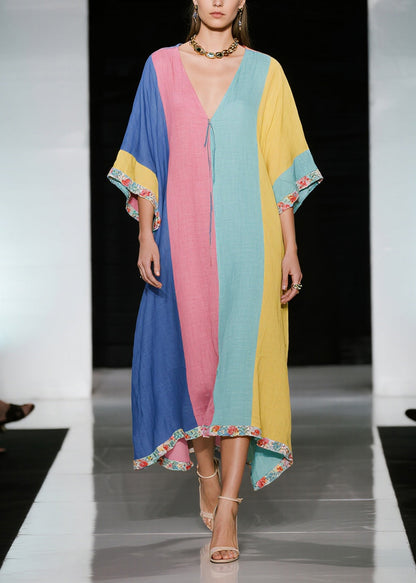 Women Colorblock Oversized Cotton Holiday Dress Summer