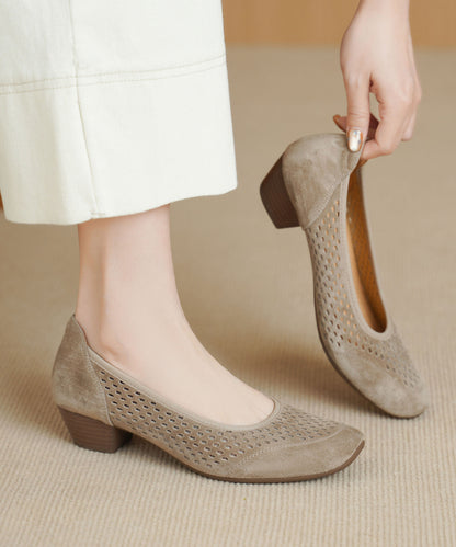 Women Comfortable Breathable Chunky Black Suede Shoes