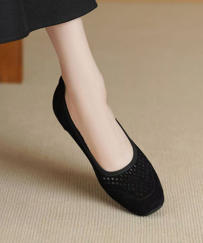 Women Comfortable Breathable Chunky Black Suede Shoes