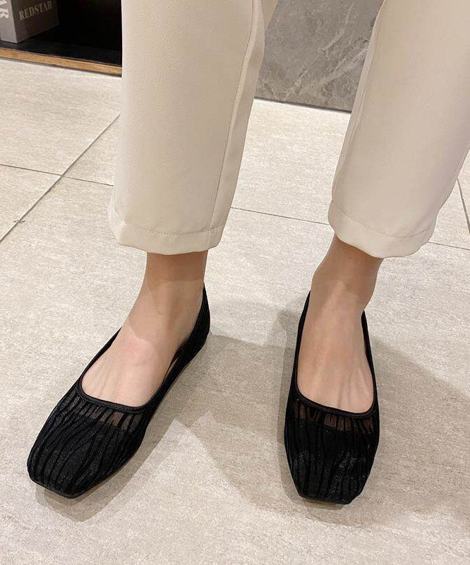 Women Comfortable Splicing Flats Black Breathable Mesh