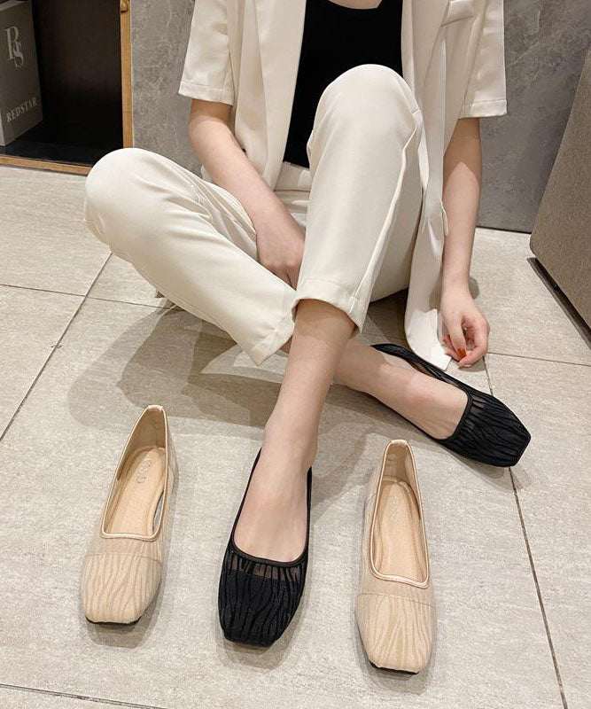 Women Comfortable Splicing Flats Black Breathable Mesh