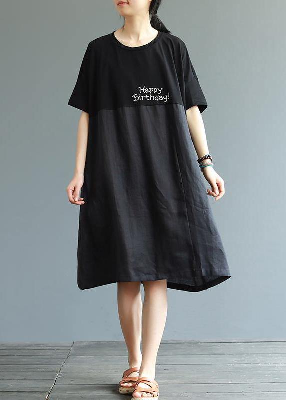 Women Cotton outfit Pakistani Cartoon Little Girl And Letter Printed Loose Dress - SooLinen