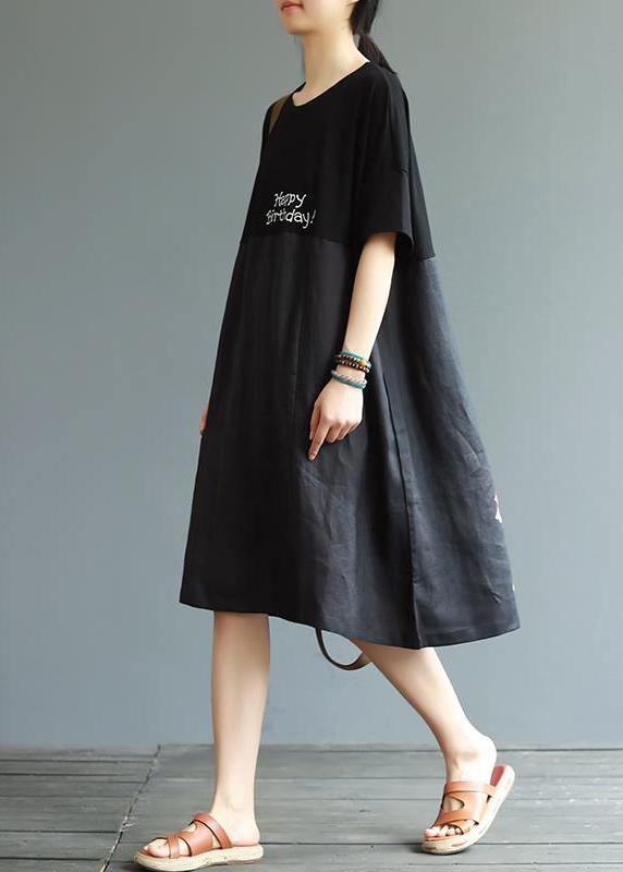 Women Cotton outfit Pakistani Cartoon Little Girl And Letter Printed Loose Dress - SooLinen