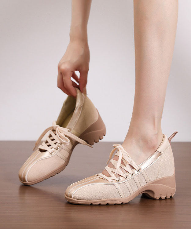 Women Cross Strap Chunky Flat Shoes Pink Faux Leather