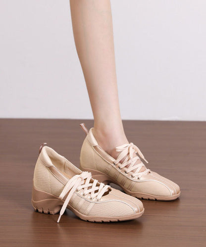 Women Cross Strap Chunky Flat Shoes Pink Faux Leather