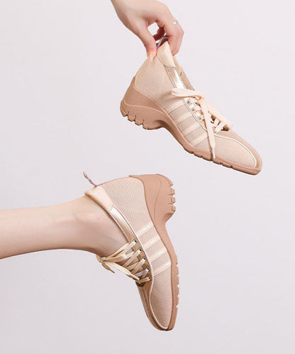 Women Cross Strap Chunky Flat Shoes Pink Faux Leather