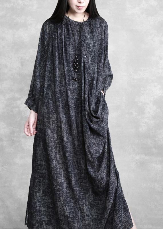 Women Dark Gray Linen Maxi Dress Spring Outfits - SooLinen