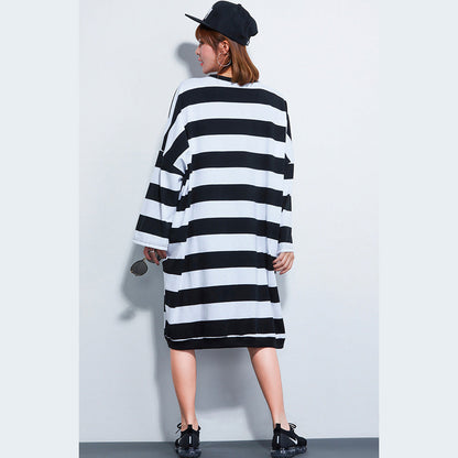 Women Dress Casual Loose Striped Dresses