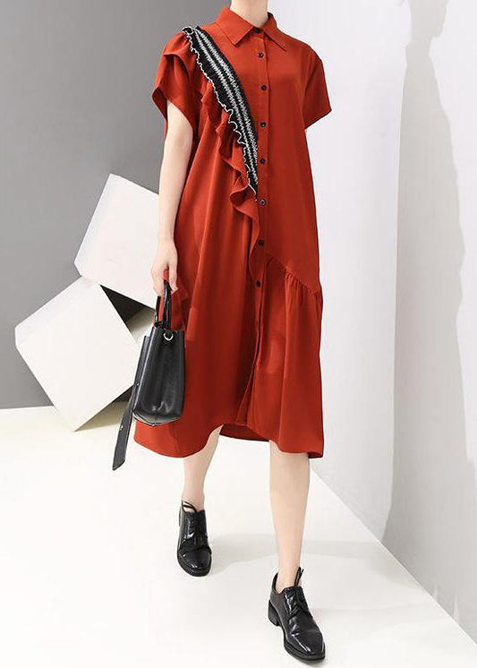 Women Drops Design Fashion Asymmetrical Agaric Lace Shirt Dress - SooLinen