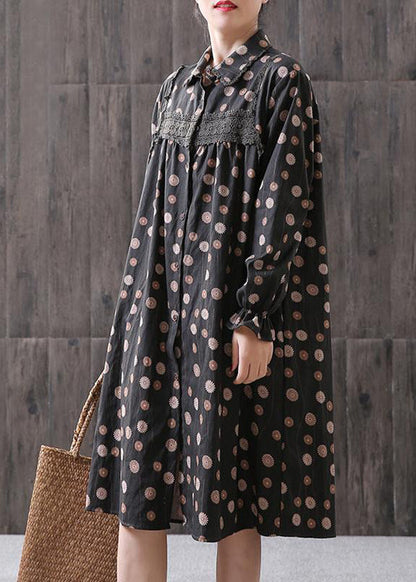 Women Floral Printing Spliced Midi Dress