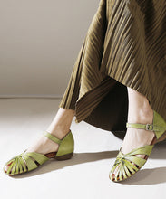 Load image into Gallery viewer, Women Green Buckle Strap Splicing Sandals