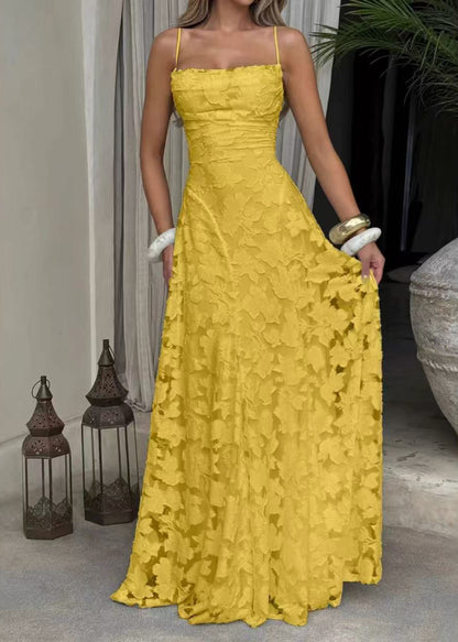 Women Green Exra Large Hem Lace Spaghetti Strap Dress Summer