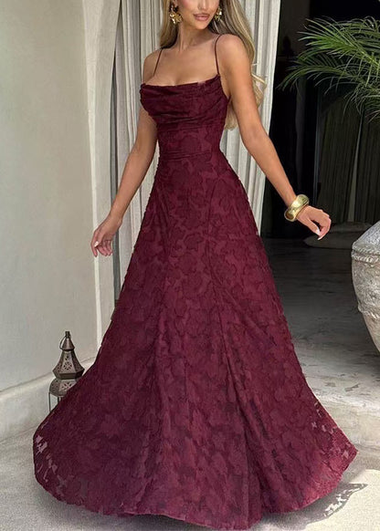 Women Green Exra Large Hem Lace Spaghetti Strap Dress Summer