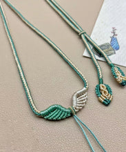 Load image into Gallery viewer, Women Green Fabric Art Handwoven Tassel Pendant Necklace