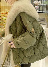 Load image into Gallery viewer, Women Green Fur Collar Oversized Duck Down Puffers Jackets Winter