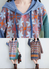Load image into Gallery viewer, Women Green Hooded Print Cotton Mid Dresses Spring