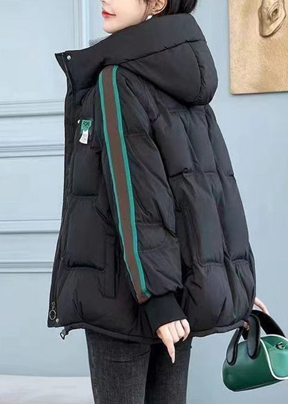 Women Green Zip Up Pockets Fine Cotton Filled Hooded Jackets Winter
