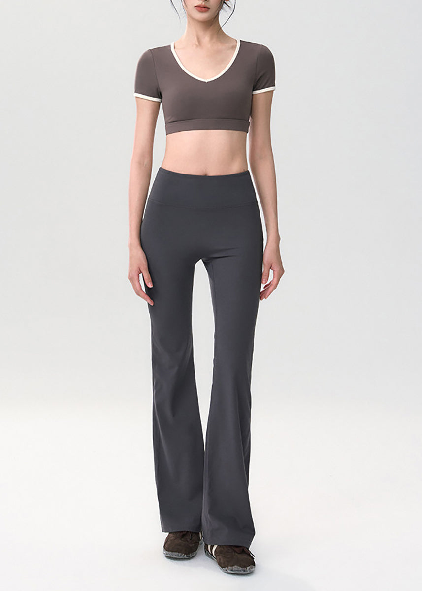 Women Grey High Waist Butt Scrunch Flare Yoga Pants