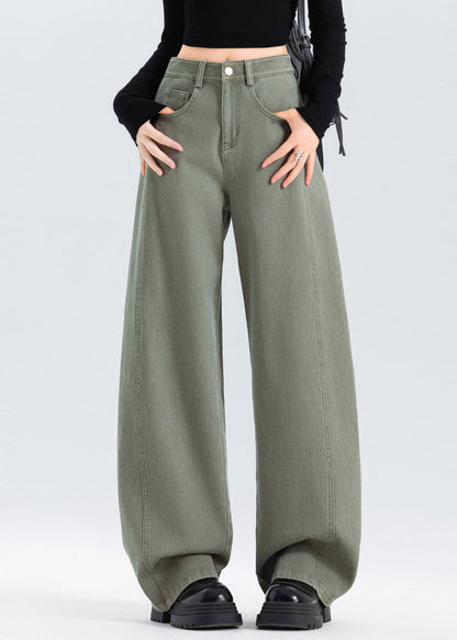 Women Grey Oversized Patchwork Denim Pants Spring