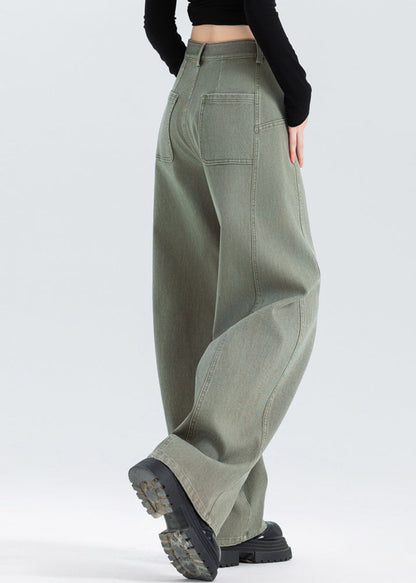 Women Grey Oversized Patchwork Denim Pants Spring