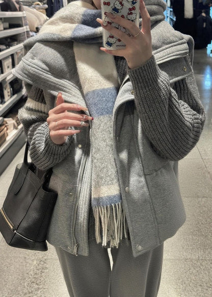 Women Grey Oversized Warm Duck Down Vests Winter