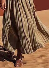 Load image into Gallery viewer, Women Grey Solid Elastic Waist Cotton Pleated Skirt Summer