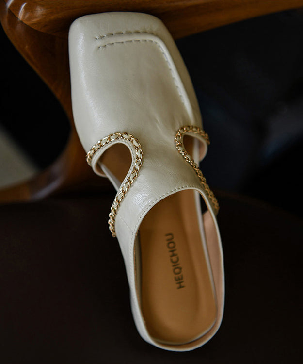 Women Hollow Out White Sheepskin Slide Sandals