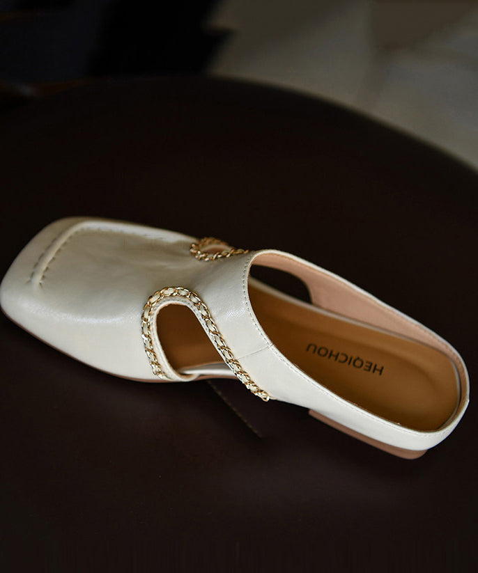 Women Hollow Out White Sheepskin Slide Sandals