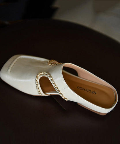 Women Hollow Out White Sheepskin Slide Sandals