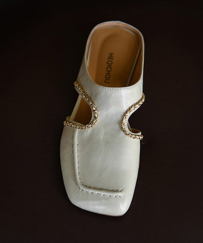 Women Hollow Out White Sheepskin Slide Sandals