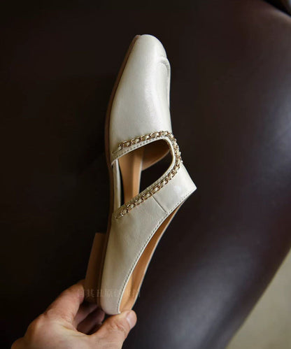 Women Hollow Out White Sheepskin Slide Sandals
