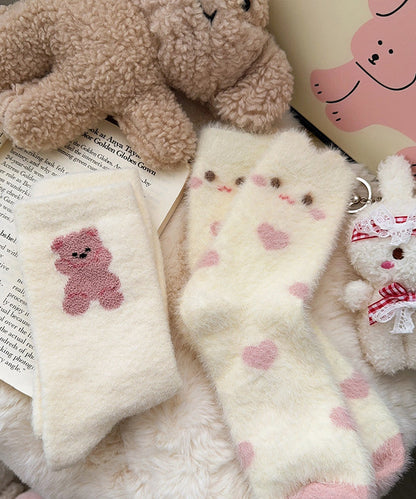 Women Jacquard Cozy Warm Mink Velvet Crew Socks