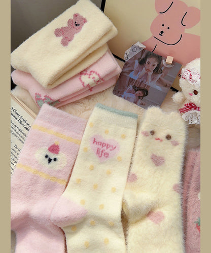 Women Jacquard Cozy Warm Mink Velvet Crew Socks