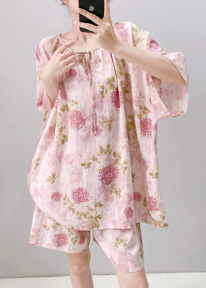Women Light Green Print Tie Lace Pajamas Sets