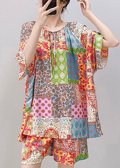 Women Light Green Print Tie Lace Pajamas Sets